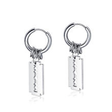 razor blade shaped titanium stud earring men stainless steel hoops hiphop fancy men earring styles